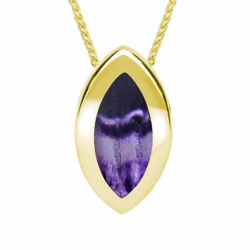 9ct Yellow Gold Blue John Framed Marquise Necklace