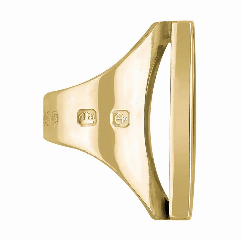 9ct Yellow Gold Blue John King's Coronation Hallmark Large Square Ring D