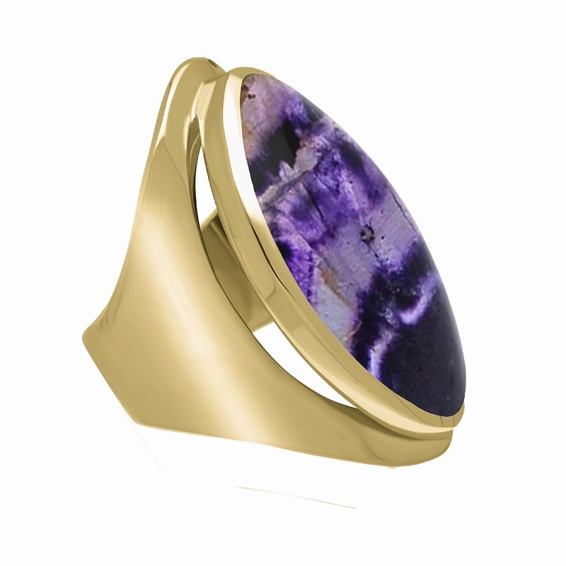 9ct Yellow Gold Blue John Large Oval Statement Ring