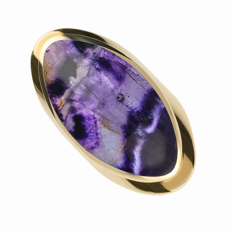 9ct Yellow Gold Blue John Large Oval Statement Ring