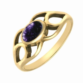9ct Yellow Gold Blue John Lattice Ring