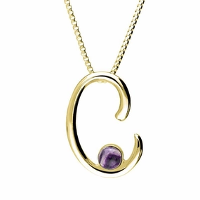 9ct Yellow Gold Blue John Love Letters Initial C Necklace
