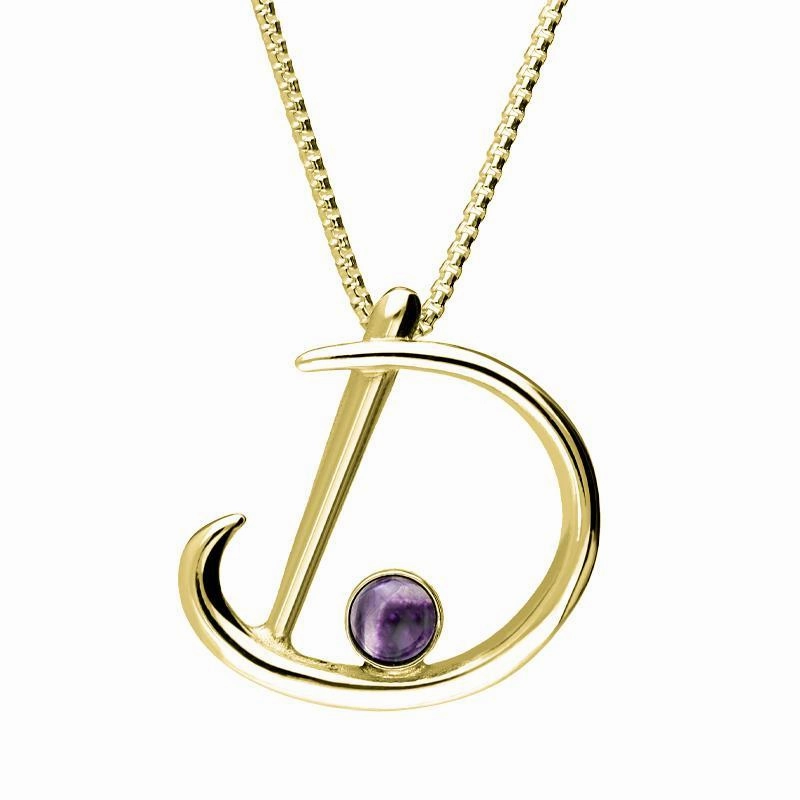 9ct Yellow Gold Blue John Love Letters Initial D Necklace
