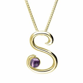 9ct Yellow Gold Blue John Love Letters Initial S Necklace