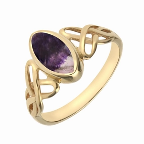 9ct Yellow Gold Blue John Marquise Celtic Ring