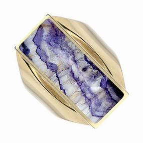 9ct Yellow Gold Blue John Medium Oblong Ring