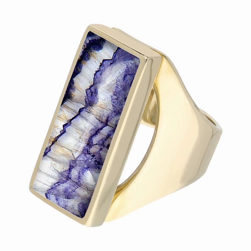 9ct Yellow Gold Blue John Medium Oblong Ring