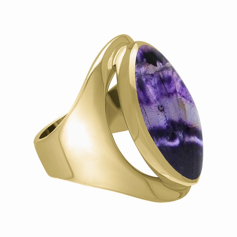 9ct Yellow Gold Blue John Medium Oval Ring