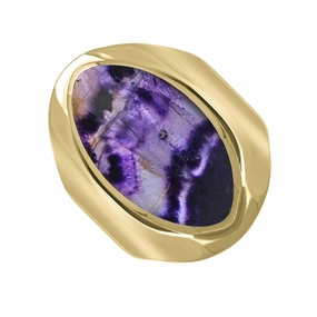 9ct Yellow Gold Blue John Medium Oval Ring