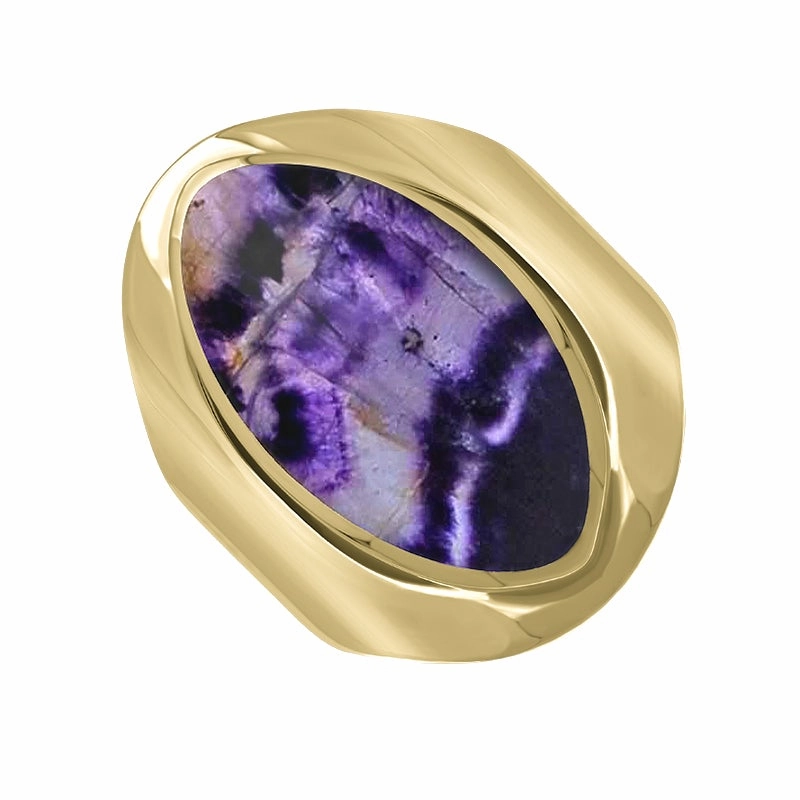 9ct Yellow Gold Blue John Medium Oval Ring