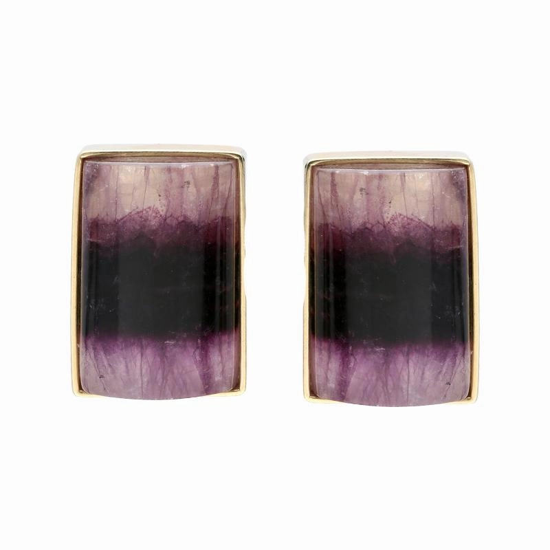 9ct Yellow Gold Blue John Oblong Stud Earrings D