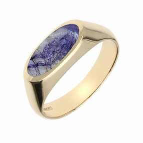 9ct Yellow Gold Blue John Oval Signet Ring