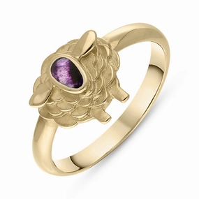 9ct Yellow Gold Blue John Sheep Ring