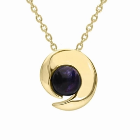 9ct Yellow Gold Blue John Spiral Flower Necklace