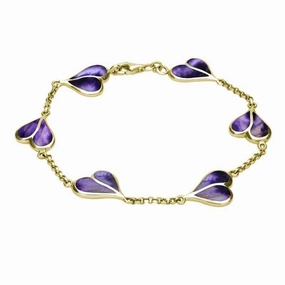 9ct Yellow Gold Blue John Split Heart Bracelet