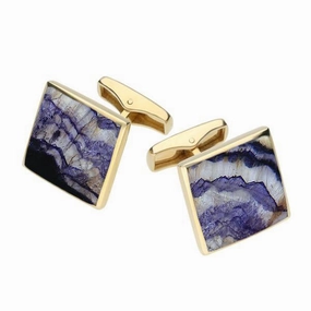 9ct Yellow Gold Blue John Square Shaped Cufflinks