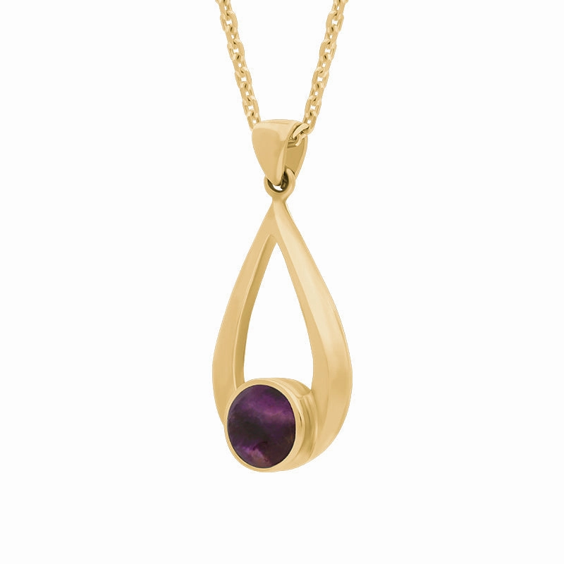 9ct Yellow Gold Blue John Teardrop Necklace
