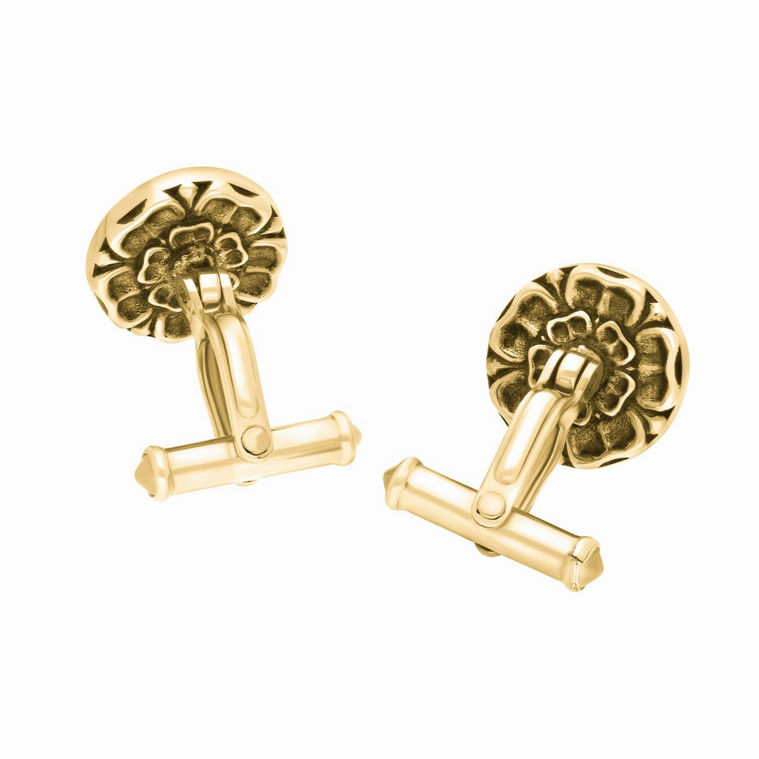 9ct Yellow Gold Blue John Tudor Rose Back Cufflinks