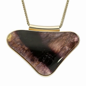 9ct Yellow Gold Blue John Wide Concave Triangle Necklace D D
