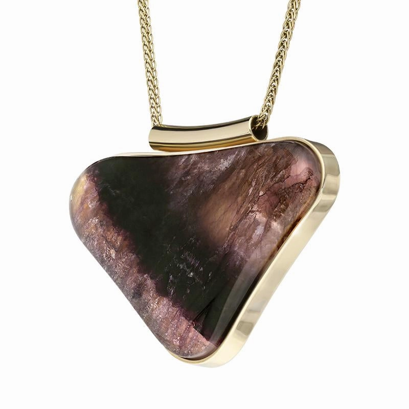 9ct Yellow Gold Blue John Wide Concave Triangle Necklace D D