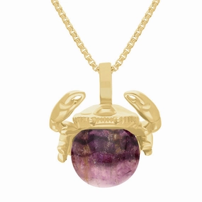 9ct Yellow Gold Blue John Zodiac Cancer 8mm Bead Pendant