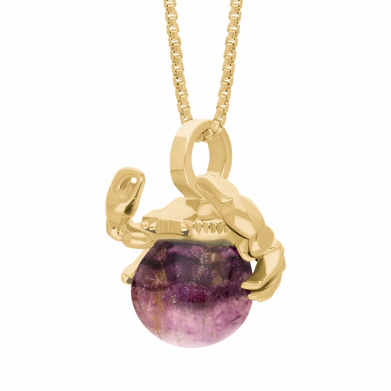 9ct Yellow Gold Blue John Zodiac Cancer 8mm Bead Pendant