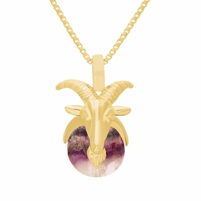 9ct Yellow Gold Blue John Zodiac Capricorn 9mm Bead Pendant