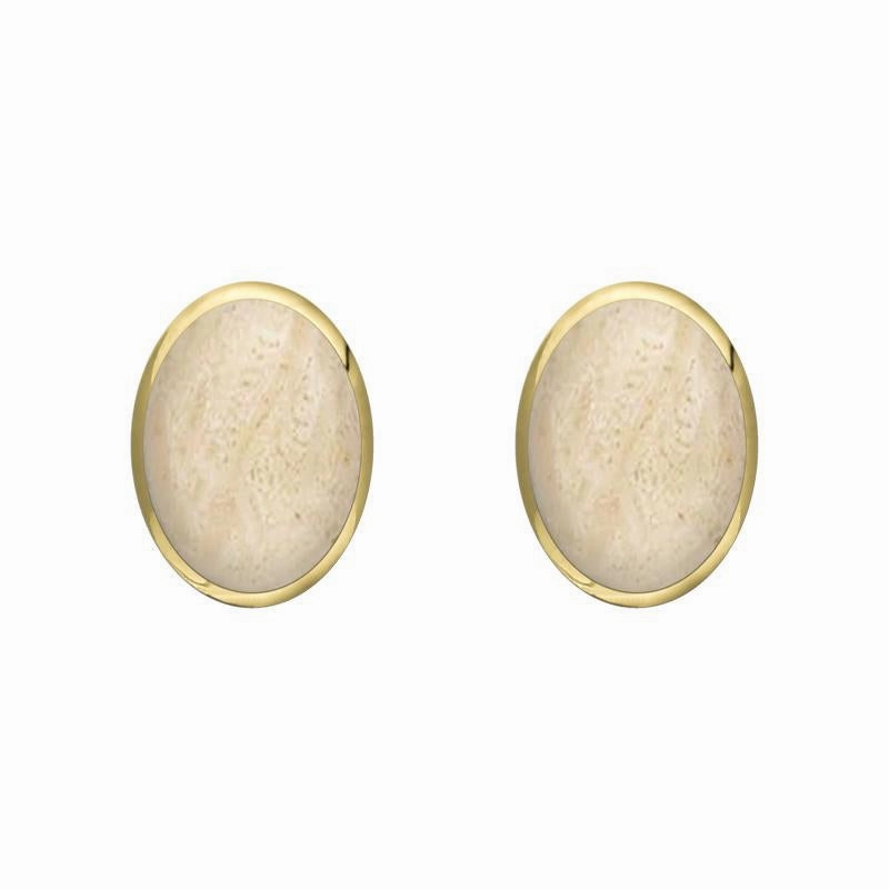 9ct Yellow Gold Coquina 7 x 5mm Classic Small Oval Stud Earrings