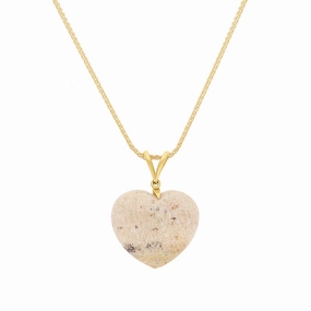 9ct Yellow Gold Coquina Medium Heart Split Bail Pendant Necklace