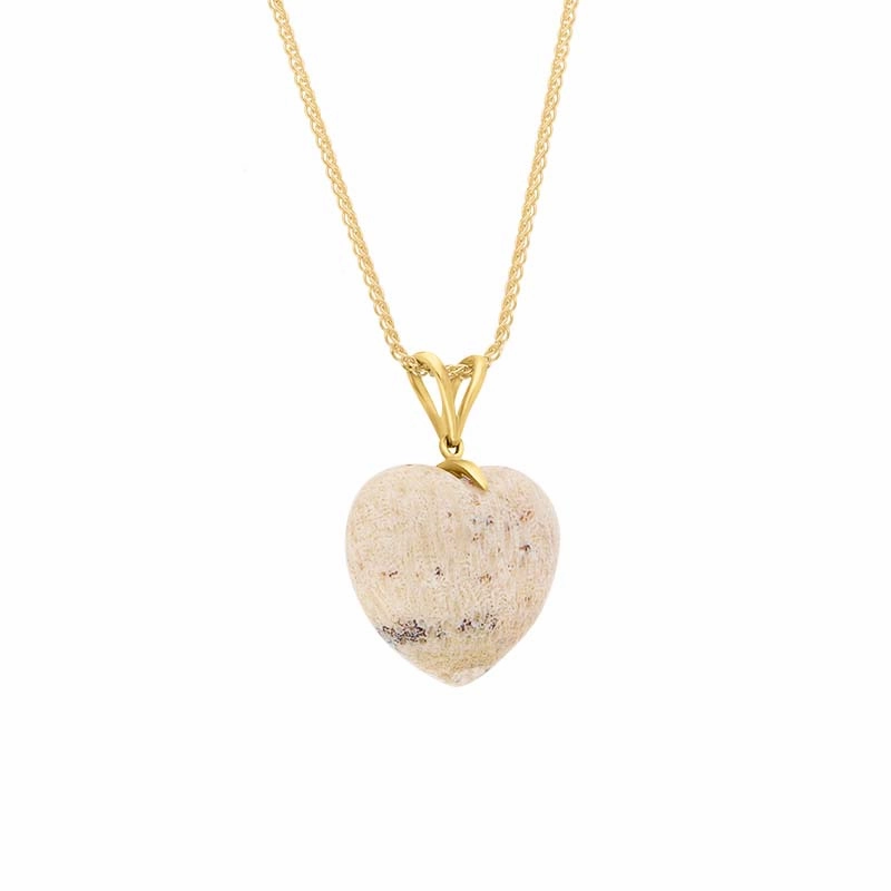 9ct Yellow Gold Coquina Medium Heart Split Bail Pendant Necklace