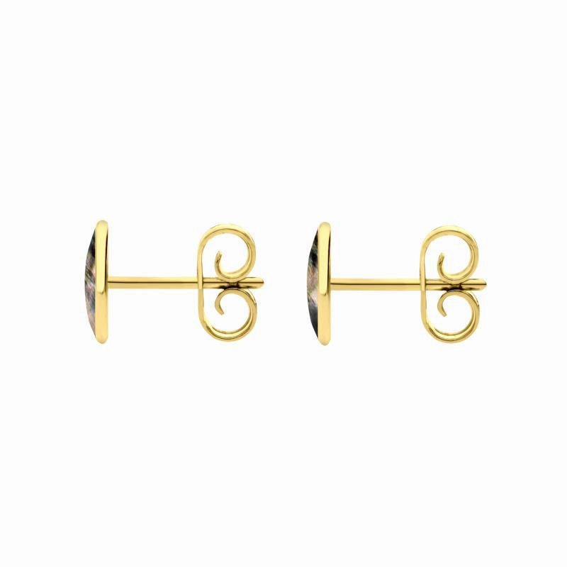 9ct Yellow Gold Dark Mother of Pearl 7 x 5mm Classic Small Oval Stud Earrings