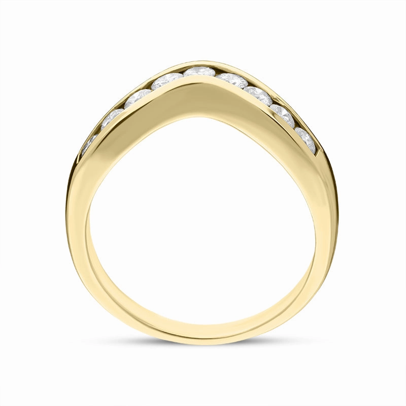9ct Yellow Gold Diamond Brilliant Cut Wishbone Ring