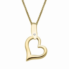 9ct Yellow Gold Diamond Open Heart Necklace