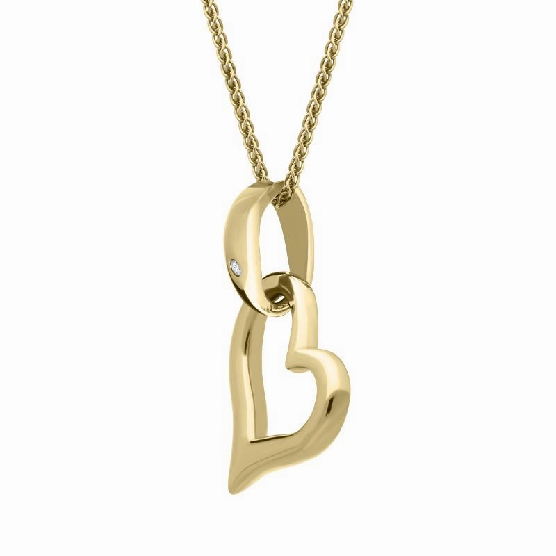9ct Yellow Gold Diamond Open Heart Necklace