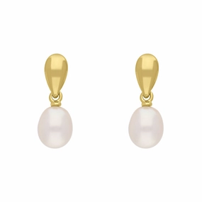 9ct Yellow Gold Freshwater Pearl Drop Earrings