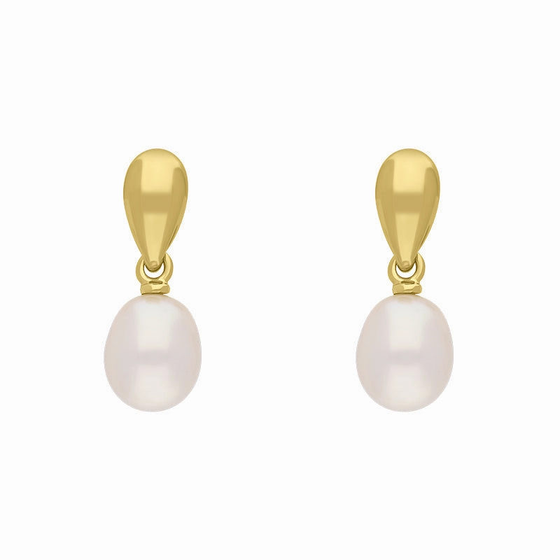 9ct Yellow Gold Freshwater Pearl Drop Earrings