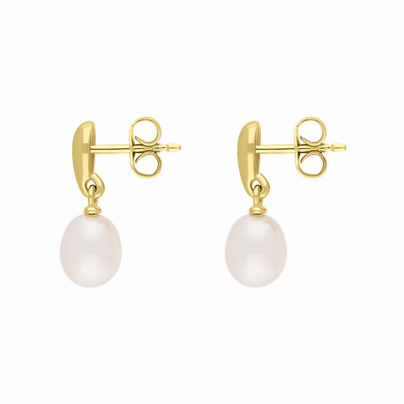 9ct Yellow Gold Freshwater Pearl Drop Earrings