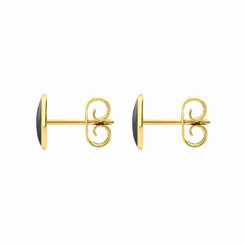 9ct Yellow Gold Hematite 8 x 6mm Classic Medium Oval Stud Earrings