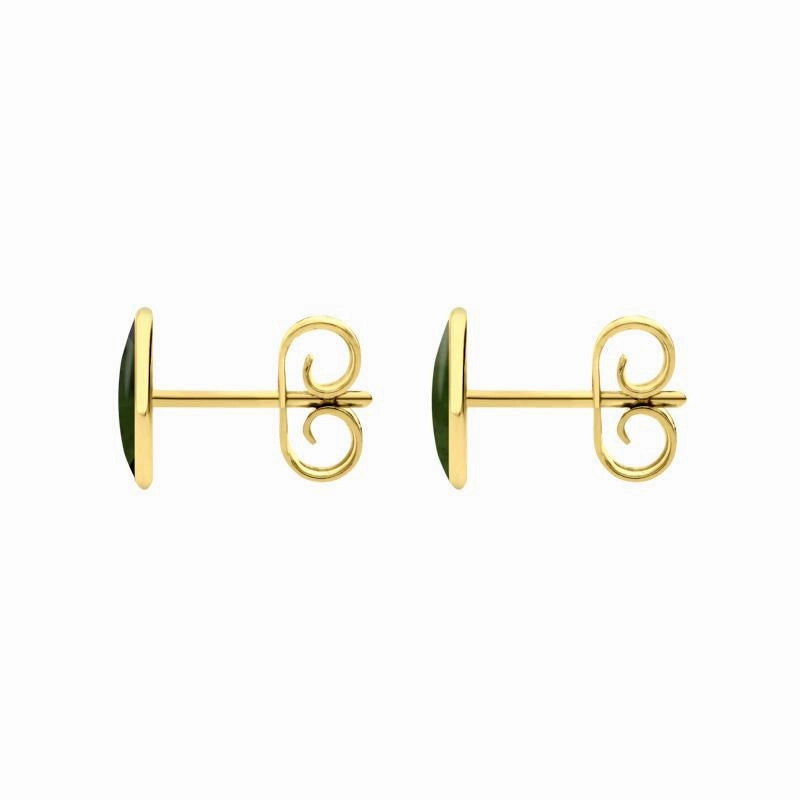 9ct Yellow Gold Jade 8 x 6mm Classic Medium Oval Stud Earrings
