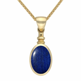 9ct Yellow Gold Lapis Lazuli Bottletop Necklace