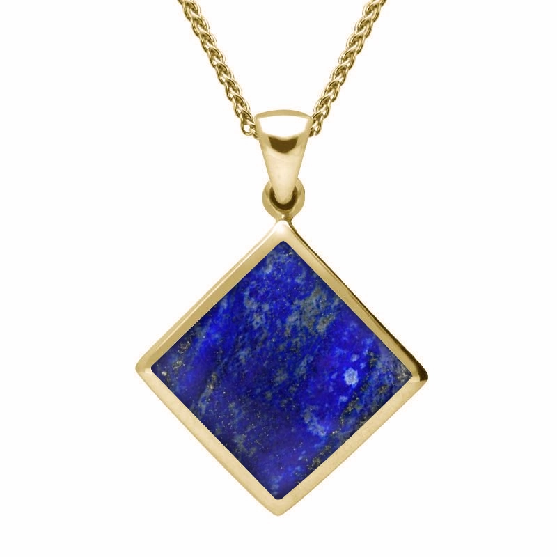 9ct Yellow Gold Lapis Lazuli Rhombus Necklace