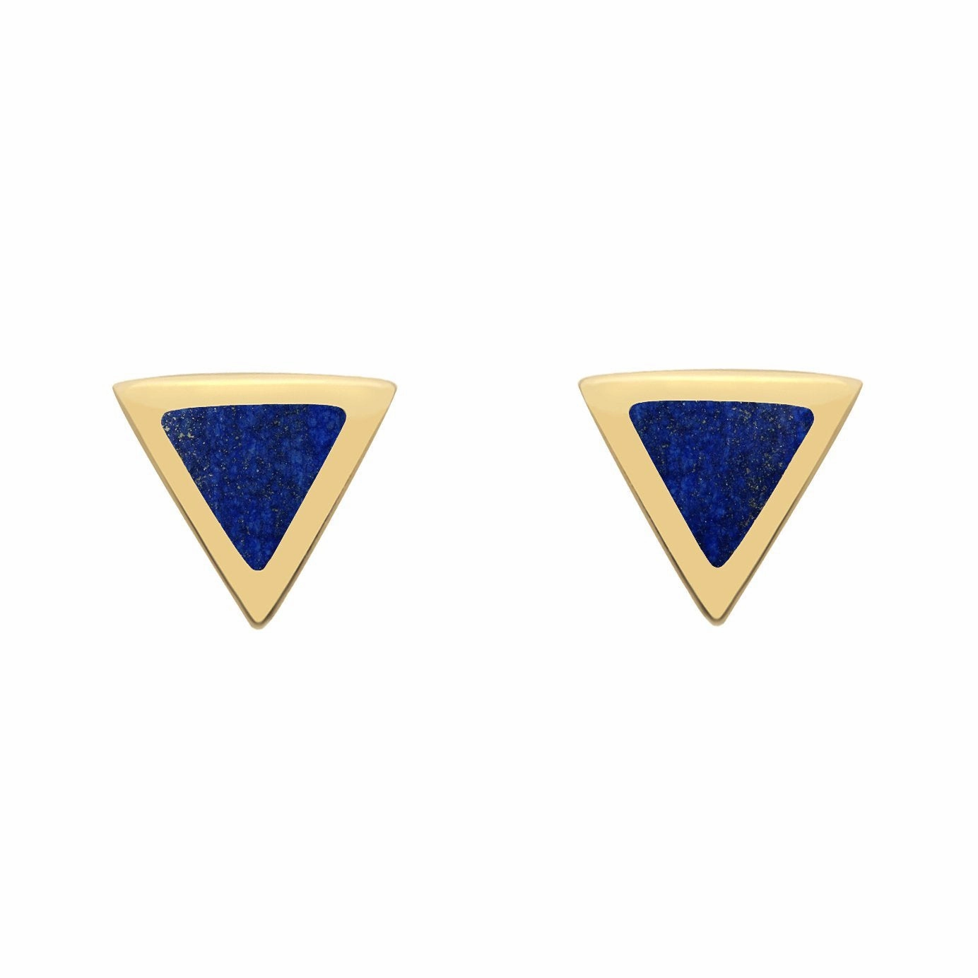 9ct Yellow Gold Lapis Lazuli Tiny Triangle Stud Earrings