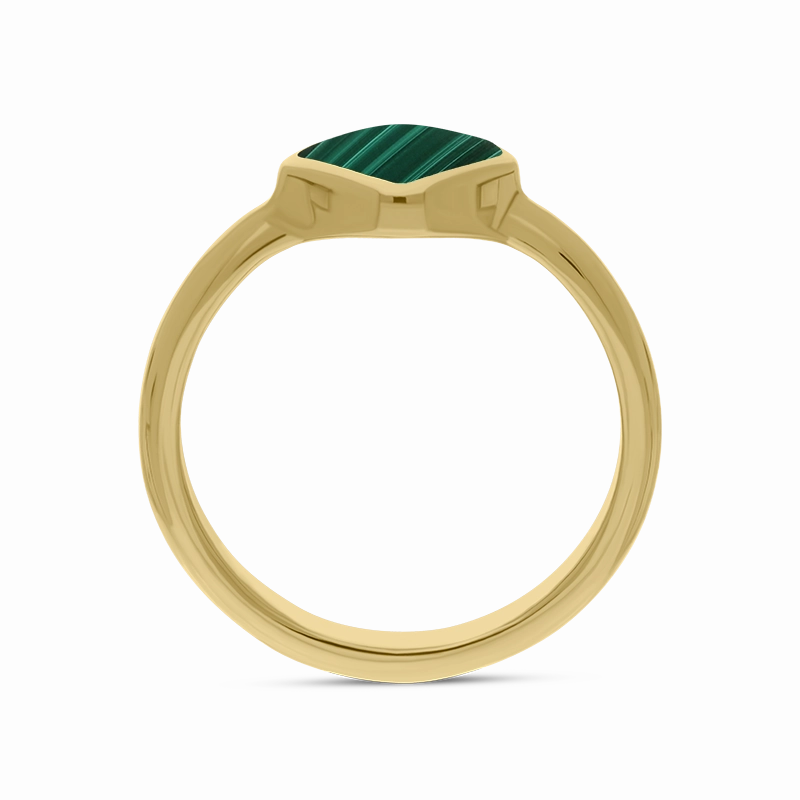 9ct Yellow Gold Malachite Cushion Ring