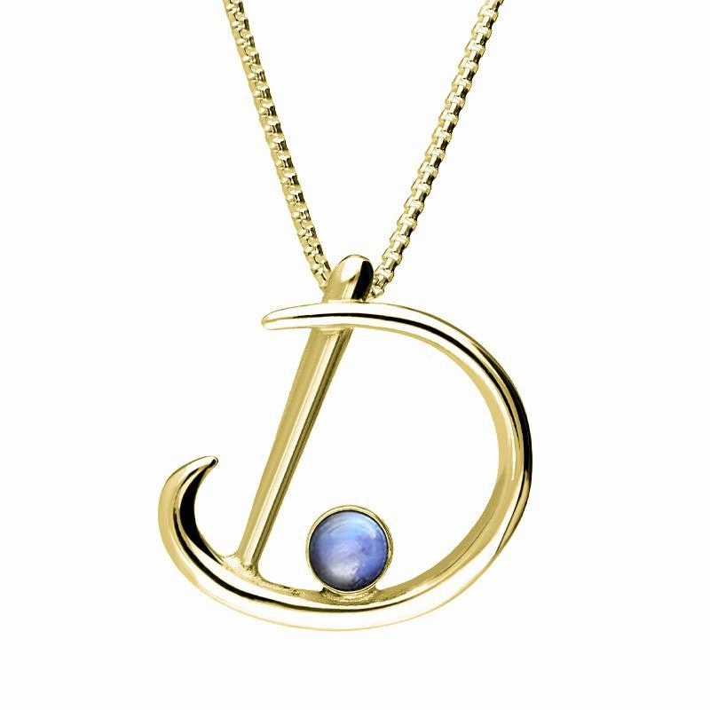 9ct Yellow Gold Moonstone Love Letters Initial D Necklace