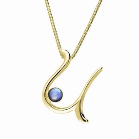 9ct Yellow Gold Moonstone Love Letters Initial U Necklace