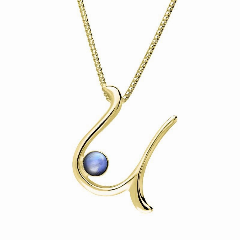 9ct Yellow Gold Moonstone Love Letters Initial U Necklace