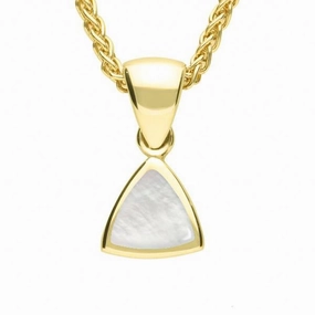9ct Yellow Gold Mother of Pearl Curved Triangle Small Necklace