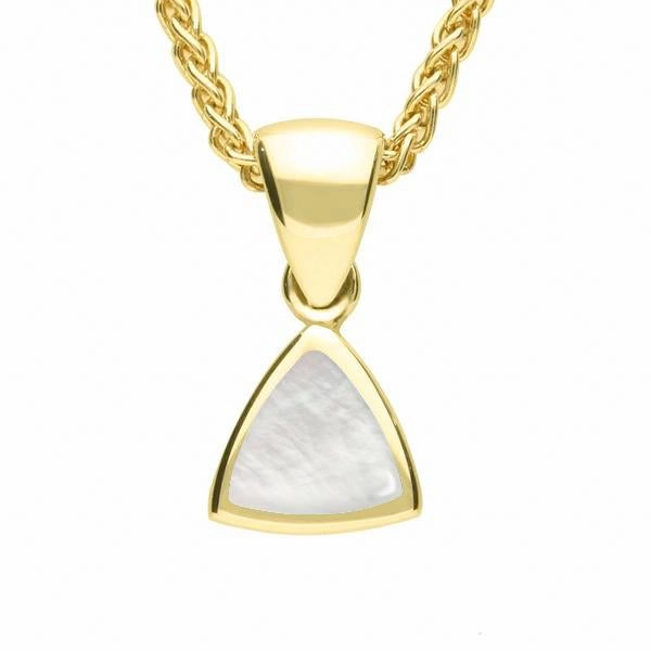 9ct Yellow Gold Mother of Pearl Curved Triangle Small Necklace