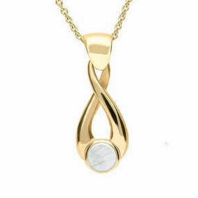9ct Yellow Gold Mother of Pearl Eternity Loop Necklace