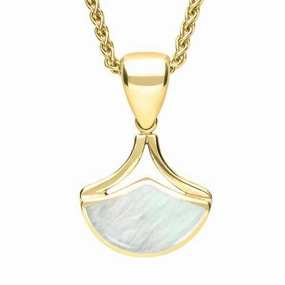 9ct Yellow Gold Mother of Pearl Fan Shaped Necklace